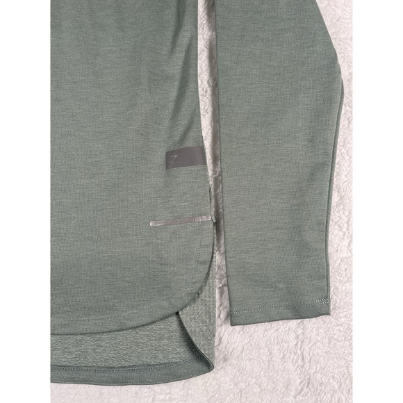 Gymshark Light Green Reflective Long Sleeve Shirt Mesh Back Crew Neck Men's Sz S - Picture 5 of 8